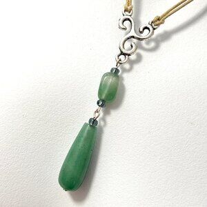 2/$20, Natural Green Aventurine Lariat Necklace, Genuine Gemstone Cord Necklace